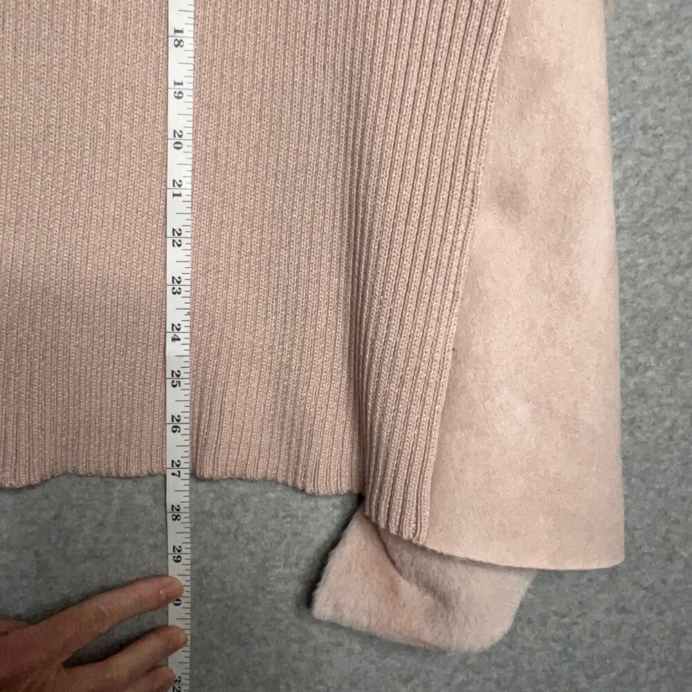 ON TWELFTH Blush PINK Stretch Knit Sweater Vest w/Faux Fur Front Waterfall hem L - Picture 5 of 6